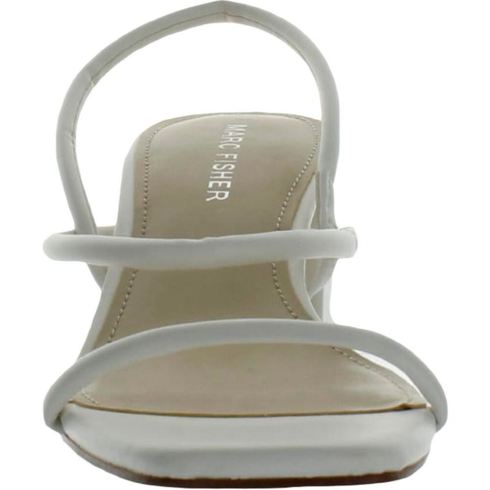 Marc Fisher Womens Galvin White Faux Leather Slingback Block Heel Shoes New - Picture 4 of 4
